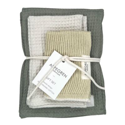 Aspegren - Lahjapakkaus: Keittiöpyyhe 1 kpl & Tiskirätti 2 kpl Wasabi