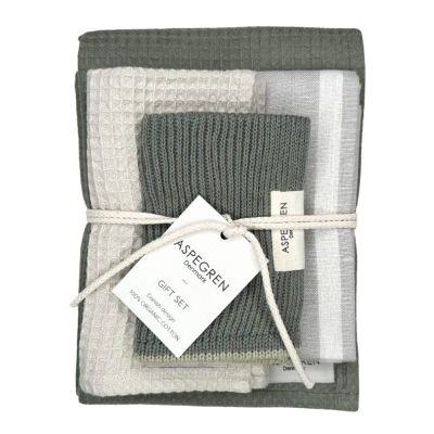 Aspegren - Lahjapakkaus: Keittiöpyyhe 2 kpl & Tiskirätti 2 kpl Thyme