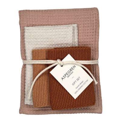 Aspegren - Lahjapakkaus: Keittiöpyyhe 1 kpl & Tiskirätti 3 kpl Tyrni