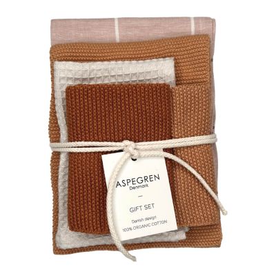 Aspegren - Lahjapakkaus: Keittiöpyyhe 1 kpl & Tiskirätti 3 kpl Croissant