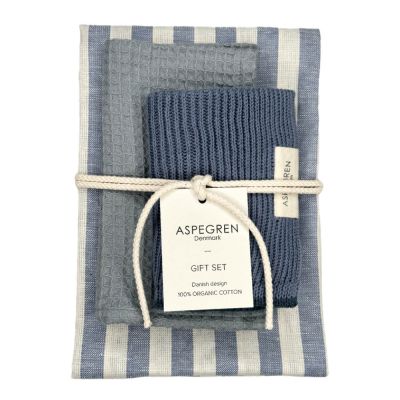 Aspegren - Lahjapakkaus: Keittiöpyyhe 1 kpl & Tiskirätti 3 kpl Merisuola