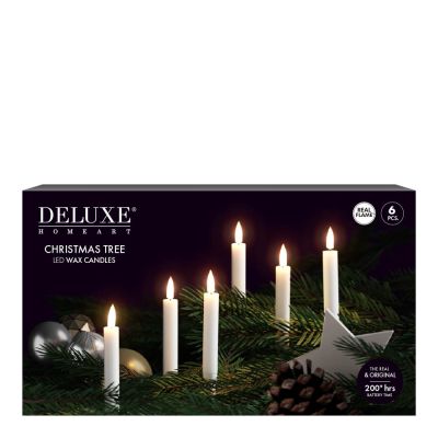 DeluxeHomeart - LED Joulukuusenkynttilä 1,2 x 13 cm 6 kpl Valkoinen