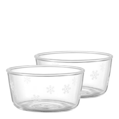 Dorre - Lumihiutale rusina- ja mantelikulho 10,5 cm 2 kpl lasia