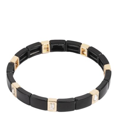 A&C Oslo AS - Enamel Tiles Crystal Line emaloitu rannekoru musta/kulta kristalli