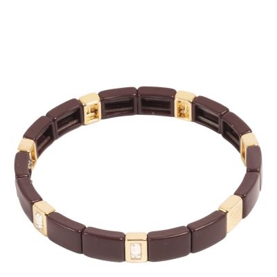 A&C Oslo AS - Enamel Tiles Crystal Line emaloitu rannekoru burgundi/kulta kristalli