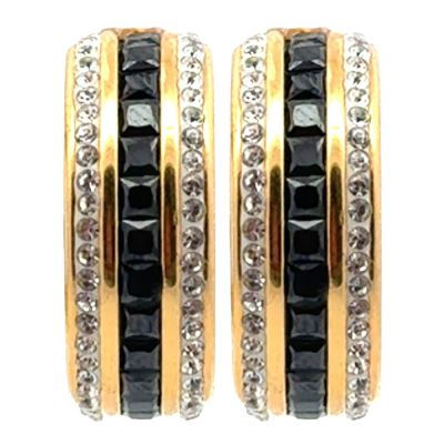 A&C Oslo AS - Steel - Crystal Sparkle korvakorut mustilla kristallikivillä kulta