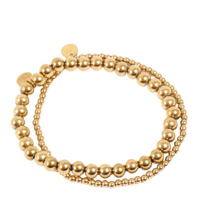 A&C Oslo AS - Steel - Essentials rannekorut kaksinkertaiset helmillä kulta