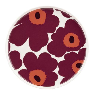 Marimekko - Unikko tarjoilulautanen 20 cm valkoinen/burgundi/punainen