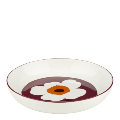 Marimekko - Unikko tarjoilulautanen 20,5 cm valkoinen/burgundi/punainen