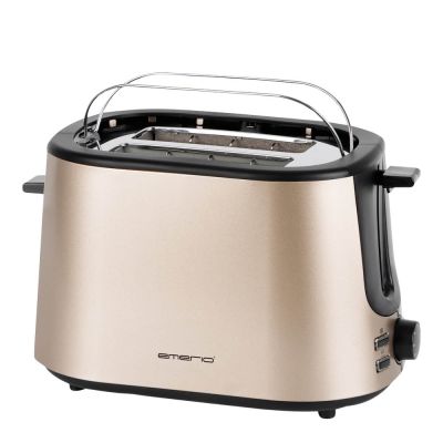 EMERIO - Satin Gold Line Leivänpaahdin 2 viipaletta Musta