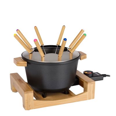 PRINCESS - Fondue-setti 8 haarukalla 1,5L Musta/Bambu