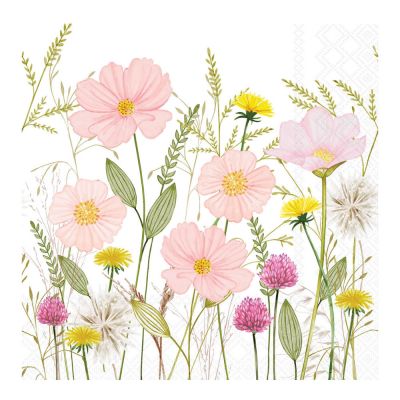 Ambiente - Servetti 33x33 cm 20 kpl Pastel Flowers White