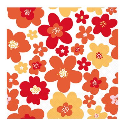Ambiente - Servetti 33x33 cm 20 kpl Flower Power red