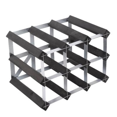 Traditional Wine Rack - Viiniteline 9 Pulloa Koottu Musta
