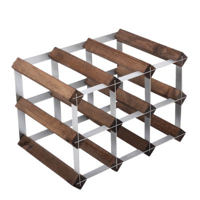 Traditional Wine Rack - Viiniteline 9 Pulloa Koottu Tumma Tammi