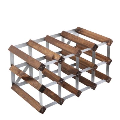Traditional Wine Rack - Viiniteline 12 Pulloa Koottu Tumma Tammi
