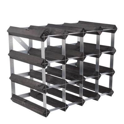 Traditional Wine Rack - Viiniteline 16 Pulloa Koottu Musta