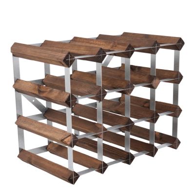 Traditional Wine Rack - Viiniteline 16 Pulloa Koottu Tumma Tammi