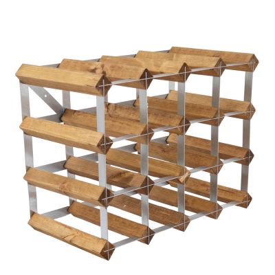 Traditional Wine Rack - Viiniteline 16 Pulloa Koottu Vaalea Tammi