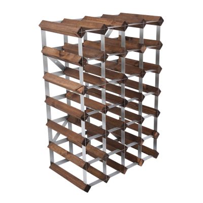 Traditional Wine Rack - Viiniteline 30 Pulloa Koottu Tumma Tammi