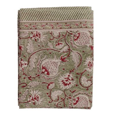 Chamois - Pomegranate Pellava pöytäliina 150x350 cm Vihreä/Valkoinen