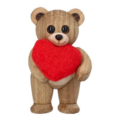 Spring Copenhagen - Squeeze Teddy Bear with Heart Puufiguuri 7,6 cm Tammi
