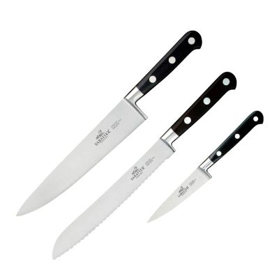 Sabatier - Licorne Veitsisetti 3 osaa Teräs/Musta