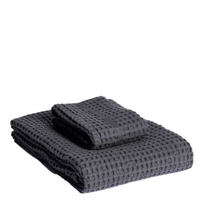 The Organic Company - Big Waffle Lahjasetti: Kylpypyyhe + Käsipyyhe Dark Green