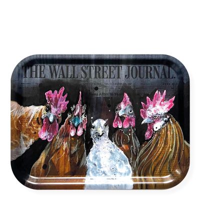 LISA TÖRNER ART - Tarjotin Roosters of Wall Street 33x43 cm
