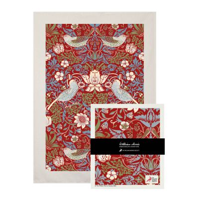 Citronelles - William Morris keittiöpyyhe & tiskirätti nauhalla Strawberry Thief