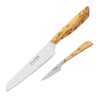 EKA - Gourmet Leipäveitsi 21 cm ja Kuorimaveitsi 10 cm Visakoivu/Ruostumaton teräs