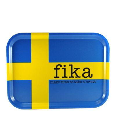 Mellow Design - Tarjotin 27x20 cm Make time Fika Svenska Flaggan