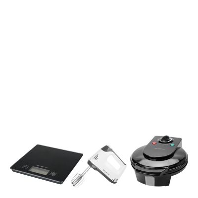 EMERIO - Leivontasetti: Vohvelirauta + sähkövatkain + Keittiövaaka