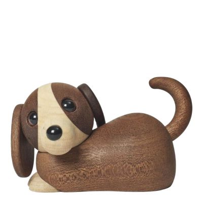 Spring Copenhagen - Jojo Koiranpentu Puufiguuri 5 cm Mahogny