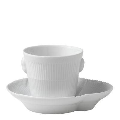 Royal Copenhagen - White Elements Espressokuppi ja lautanen 9 cl