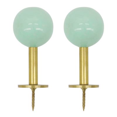 House Doctor - Ball Seinäkoukku 8x4 cm 2 kpl Messinki/Aqua