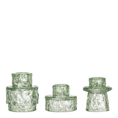 Bloomingville - Delphia kynttilänjalka lasia 3 kpl vihreä