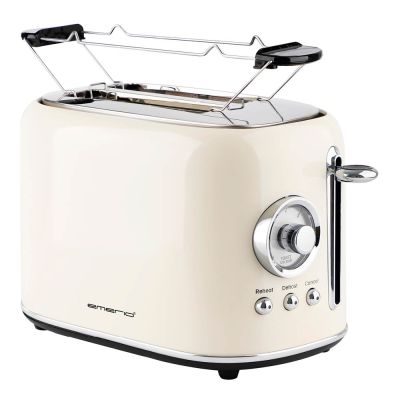 EMERIO - Retro Leivänpaahdin sämpylänlämmittimellä, 2 viipaletta Beige