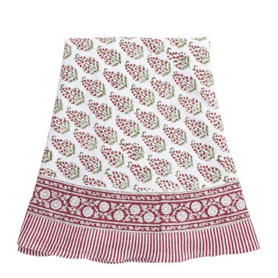 Chamois - Persian Paisley Pellava pöytäliina 220 cm Punainen/Vihreä/Valkoinen