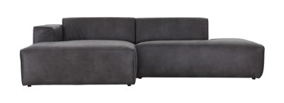 Veke Hali divaanisohva avopäädyllä vasen nahkaverhoiltu musta Kentucky 1, kuvausmall