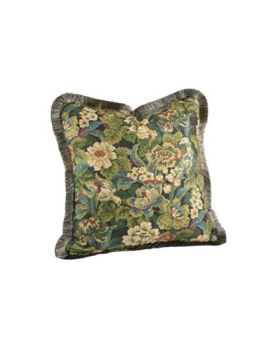 Artwood Ebonleaf Flower Cushion Cover Fringe Green