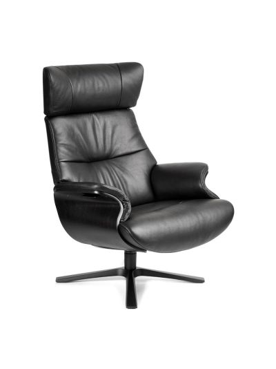 Conform Afterwork 2 -nojatuoli korkea jalka sorrento-nahka musta / musta tammi