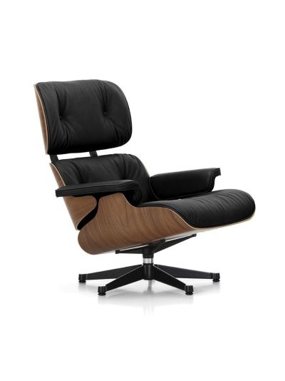 Vitra Eames lounge -nojatuoli premium-nahka 66 nero / pähkinä
