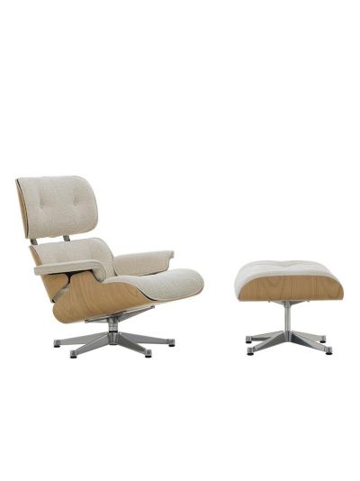Vitra Eames lounge -nojatuoli ja rahi nubia-kangas 02 cream-pearl / kastanja