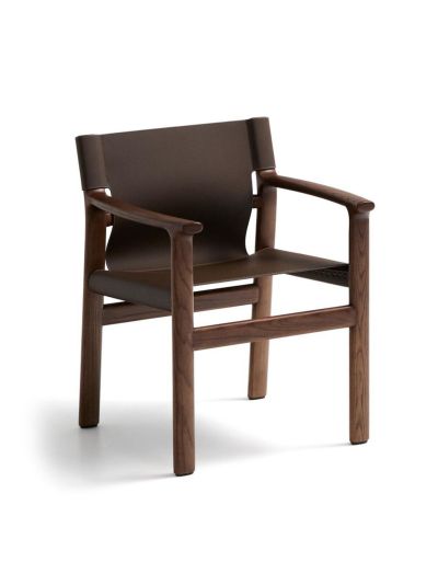 Kave Home Jan-tuoli tummanruskea kierrätysnahka / pähkinä