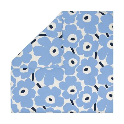 Marimekko Unikko jersey pussilakana Off white, vaaleansininen, laivastonsininen, 240×220 cm