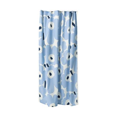 Marimekko Unikko suihkuverho Off white, light blue, navy, 180x200 cm
