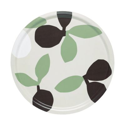 Marimekko Omppo tarjotin Pellava, sage, mustanruskea, valkoinen, 46 cm