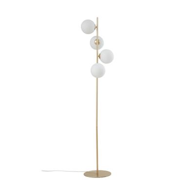 Lucande - Isandro-maavalaisin, opaali/kulta, 4-lamppuinen, lasi/metalli