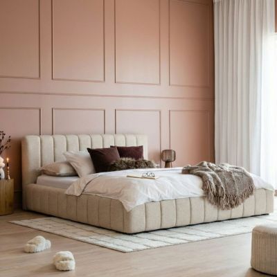 Veke Muhku lift 160x200 cm sängynrunko säilytystilalla beige Cona 1